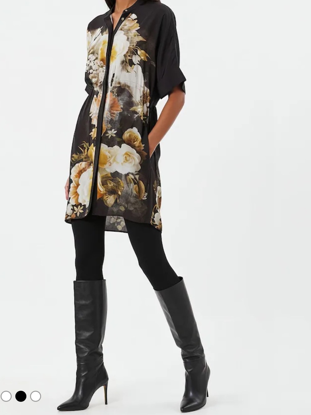Religion London - Black Lola Oversized Floral Tunic UK18